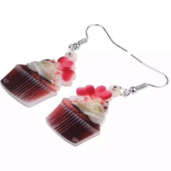 Sweetheart Cupcake Acrylic Hang Earrings - Picture 2 of 12